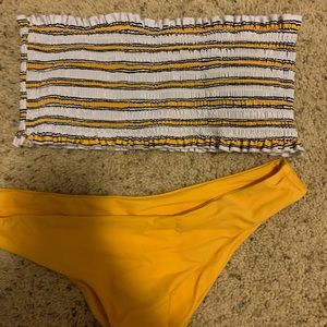 Yellow bandeau swimsuit